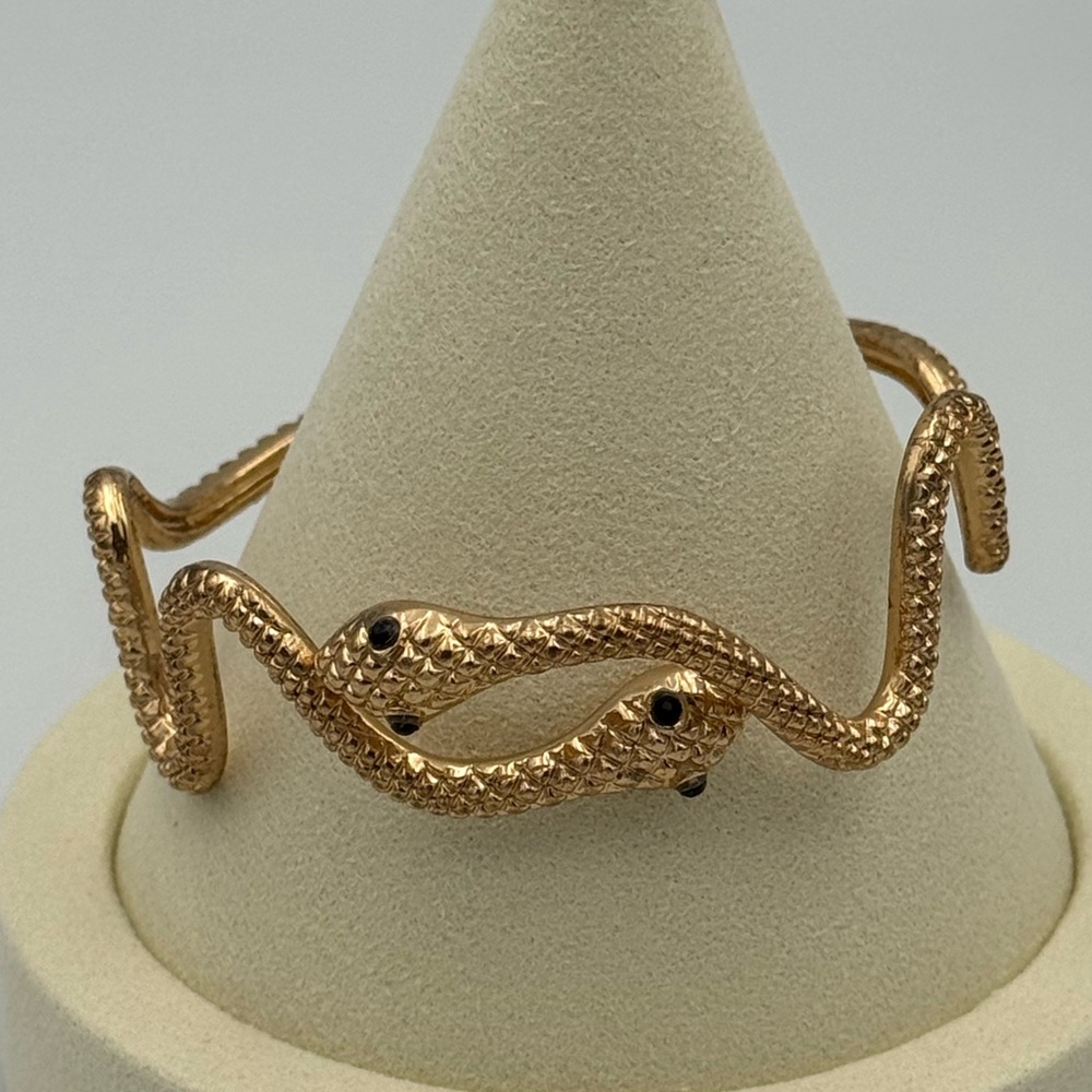 Gold Tone Double Snake Wrap Bracelet Black‎ Eyes Gothcore Y2K Vintage